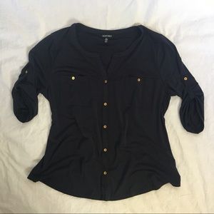 Ellen Tracy Navy Blouse, XL